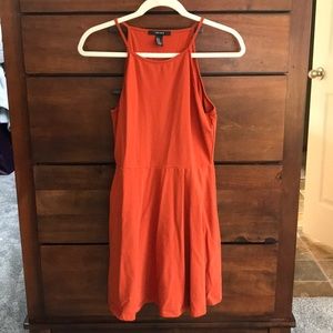 Orange summer dress with high neck